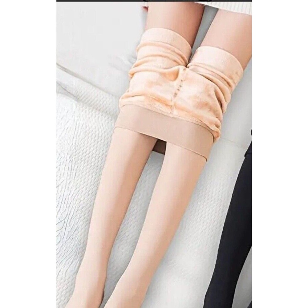 Plush Lined Tights, Opaque High Waist Thermal Elastic Waist